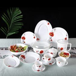 72 pcs decal opal glass dinnerware flat plate tableware dinner lunch plate bowl cup mug opal glass dinner set