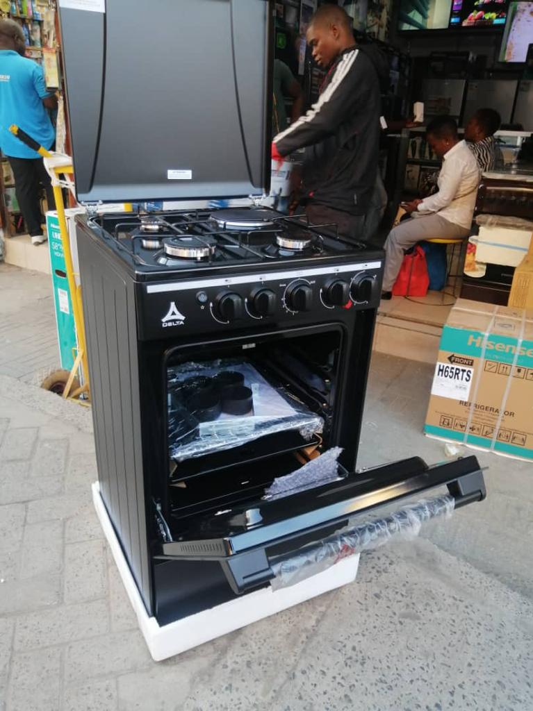 Delta Cooker 50x55cm Electric Oven 3 Gas 1 Electric Black