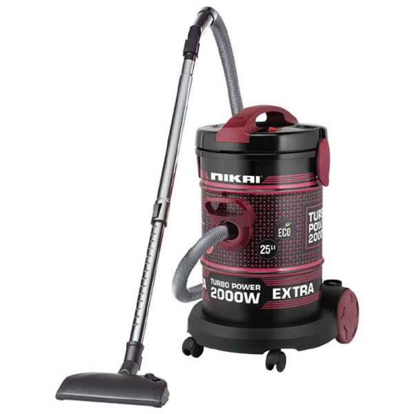 Nikai Drum Vacuum Cleaner Wet & Dry 25L 2000W with Blower Attachment 360 Degree Wheels NVC350T