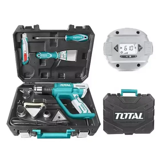 Total TB20062 Heat Gun Set – 2000W, Adjustable Temperature LCD, Professional Hot Air Gun Kit