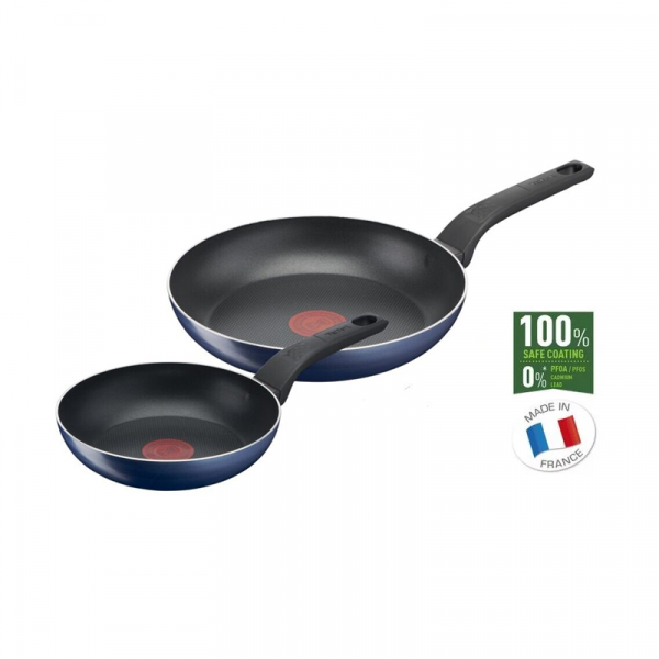Tefal Easy Cook Frypan 20CM & 26CM Blue Color Titanium Non Stick B4229153