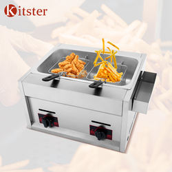 12L Gas Deep Fryer Fried Chicken French Fries Commercial Restaurant Tabletop Double Basket