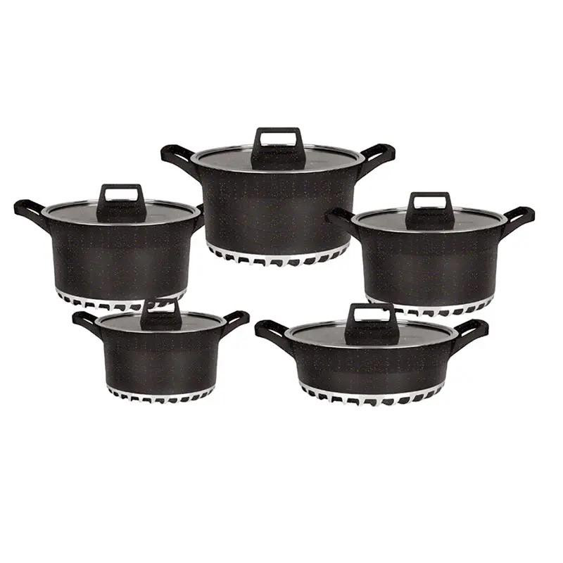 Luxury Square Soup Pot Set 10pcs Non-Stick Cookware Set Large Capacity Casseroles Pots and Pans Sets