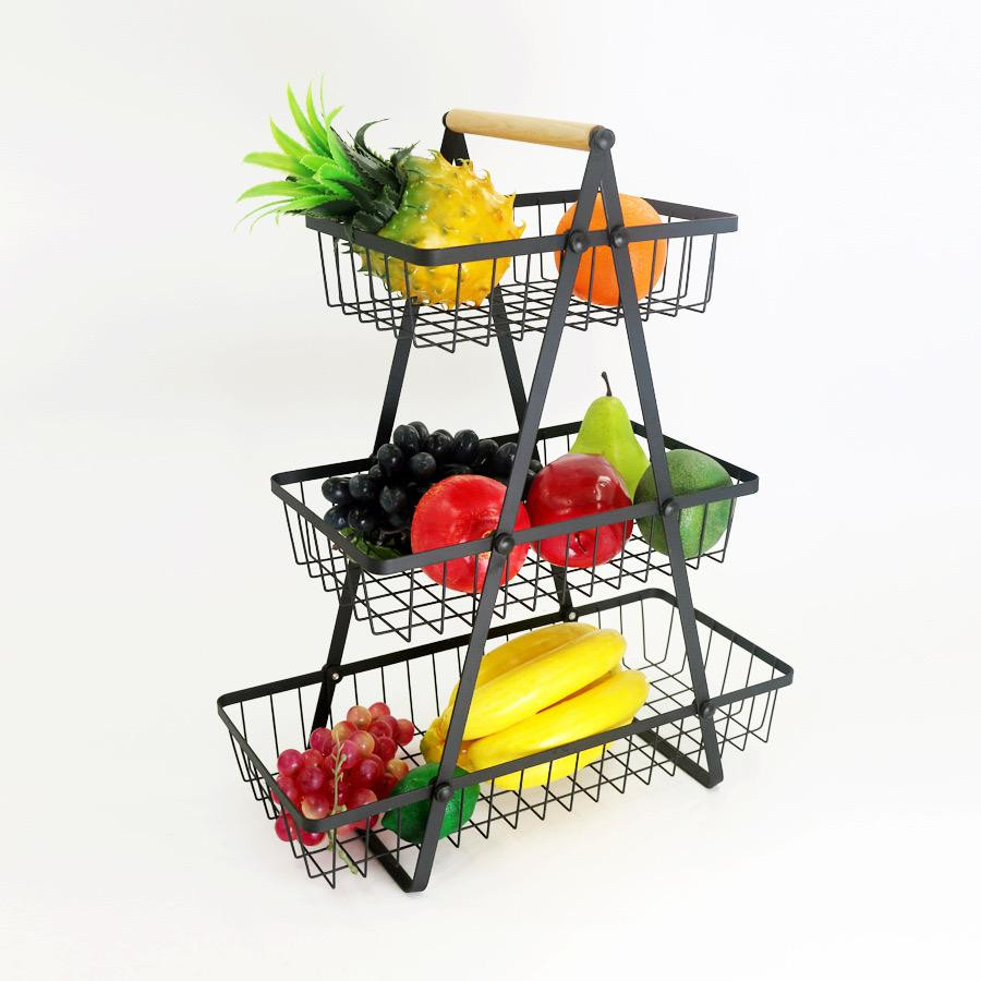 Home Decorative Kitchen Countertop Organizer Detachable Storage Rack Wire Bread Stand Holder Bowl Metal 3 Tier Fruit Basket