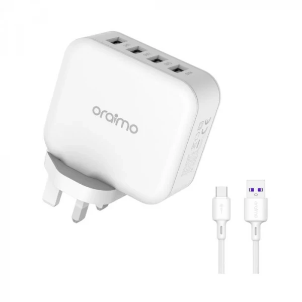 Oraimo Compact 5.1A Fast Charger, Powercube 4 Ports Output