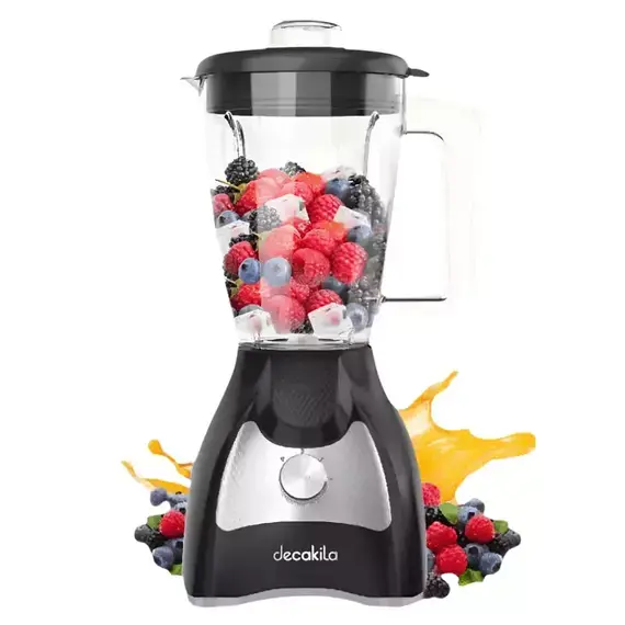 Decakila KEJB043B Blender – 1.5L Plastic Jug, 500W, Stainless Steel Blades, 2 Speeds with Pulse Function, Non-Slip Design
