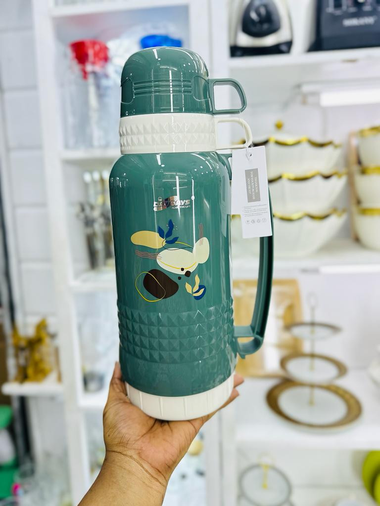 DAYDAYS 2023 new White glass refill insulated water 1.8L vacuum flask set with two cups