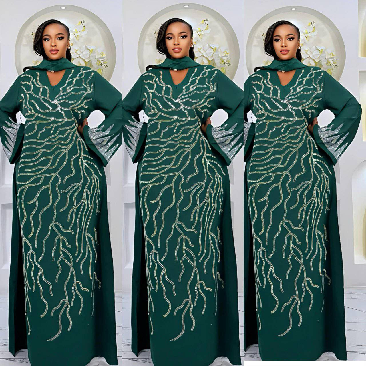 Free Size Gown Green & Black